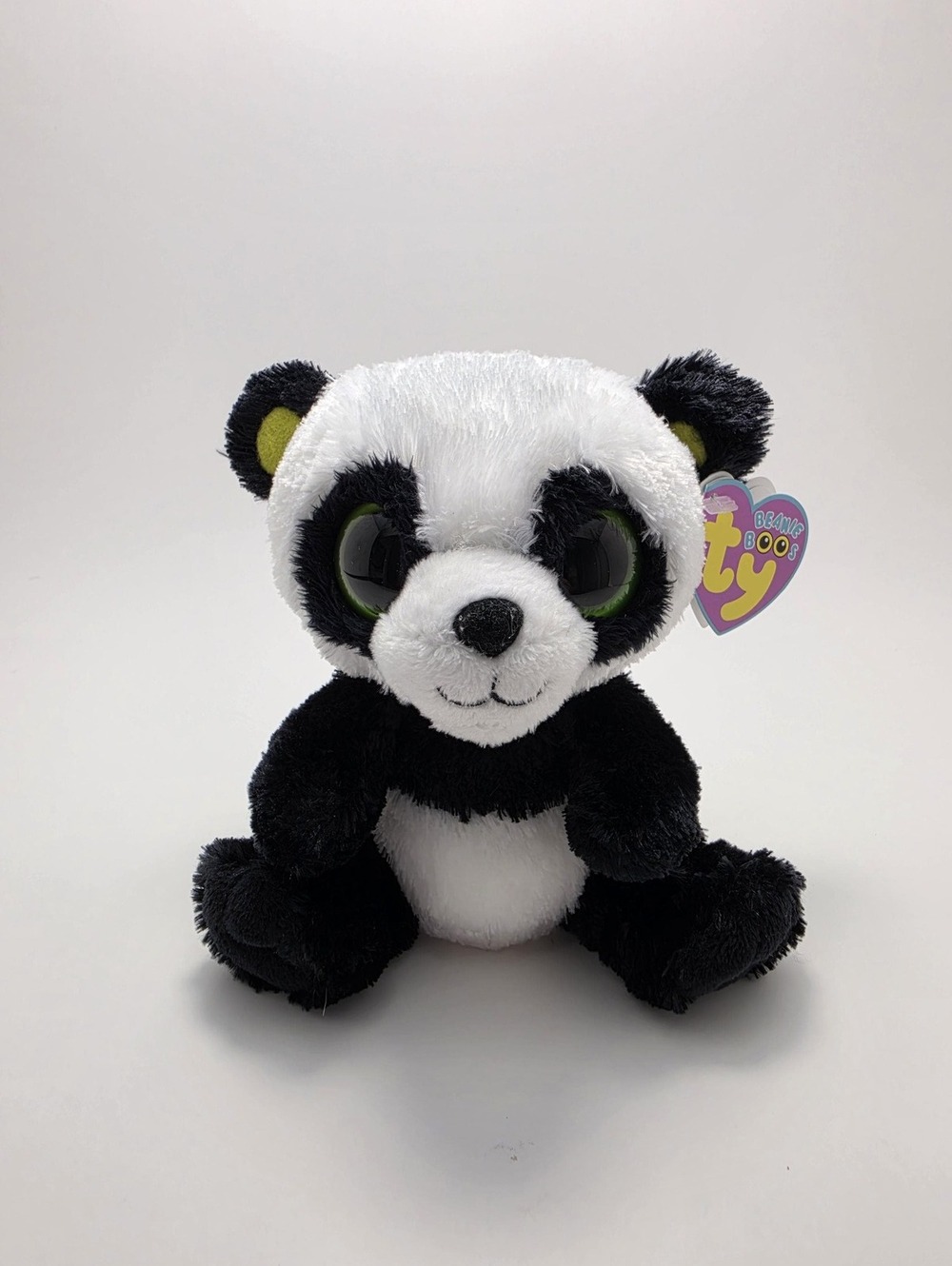TY Beanie Boo “Bamboo” the Panda - Solid Eyes and Purple Hang Tag (6 inch)